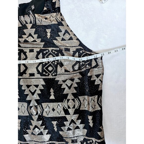 Trixxi Plus Black Gold Aztec Pattern Sequin Dress-SZ 20W - Picture 5 of 7